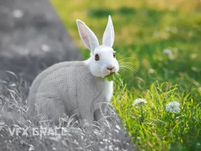 White rabbit Animated VFX Grace 3D model