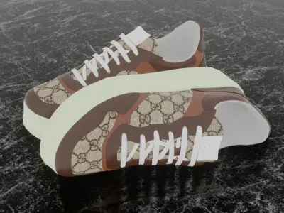 GUCCI GG 3D SHOES - BROWN SNEAKER 3D model
