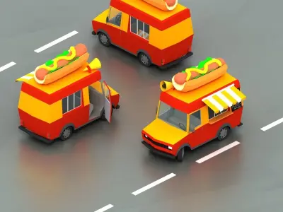 Cartoon vehicle pack with interior  3D model Low-poly  Low-poly 3D model