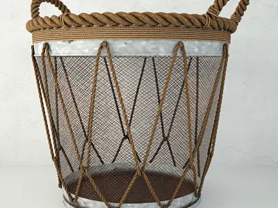 Assorted Metal Burlap Basket 3D model