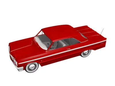 1966 Classic American Coupe Car Vintage Full Size Vehicle 3D model