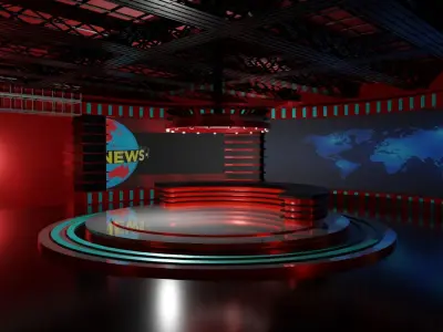 TV Studio News Low-poly 3D model