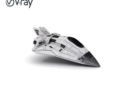 Futuristic Spacecraft Model Pack with Detailed Textures Low-poly 3D model