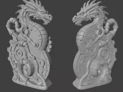 Industrial Dragon Sculpture 3D print model