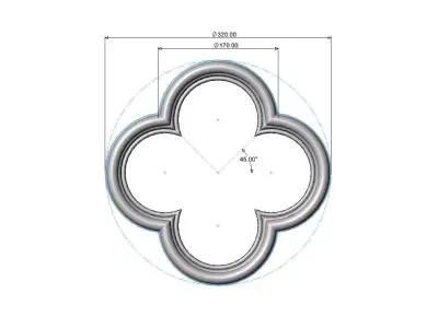 Gothic clover frame relief 3D print model