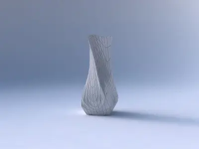 Vase twisted larger opening quadratic with wavy grid plates 3D print model