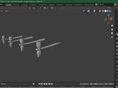 Hammer propeller Low-poly 3D model