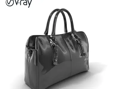 Glossy Black Leather Handbag Model Pack Low-poly 3D model