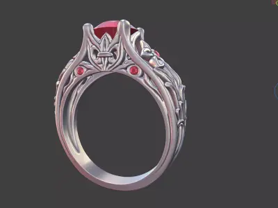 DAISY LEAF MULTI-GEMSTONE ENGAGEMENT RING 3D print model