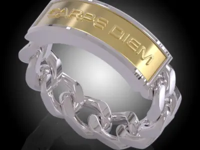 Carpe Diem Bracelet TAG Cuban Chain Ring-CARPE DIEM Collection 3D print model
