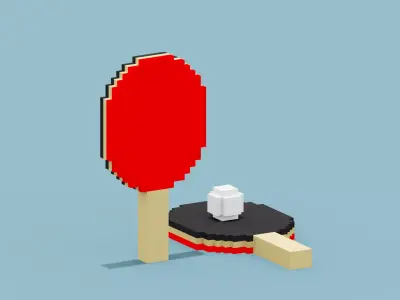 Voxel Ping Pong Low-poly 3D model