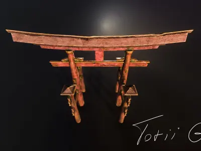 Old Torii Gate Low-poly 3D model