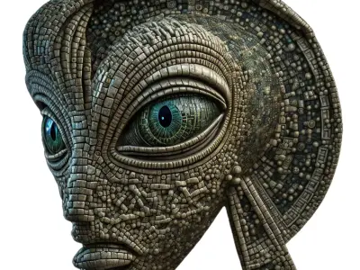 3D alien sea space god mosaic with materials and textures Low-poly 3D model