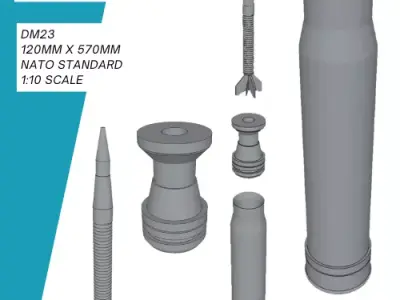 DM 23 120mm x 570mm Ammunition NATO Standard 3D print model