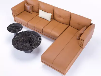 L-Shaped Corner Sofa Set Low-poly 3D model