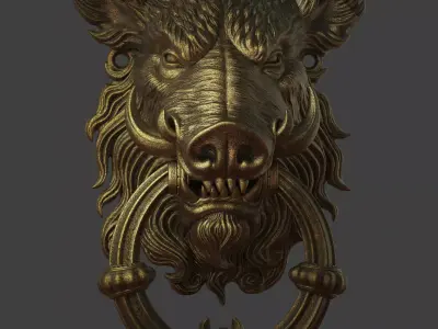 Boar Door Knocker - A Mystical Symbol of Strength and Protection 3D print model