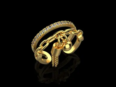 Chain Ring with diamonds N12 3D print model