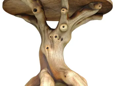 Rustic Sculptural Rural solid wooden coffee side table ecodesign 3D model