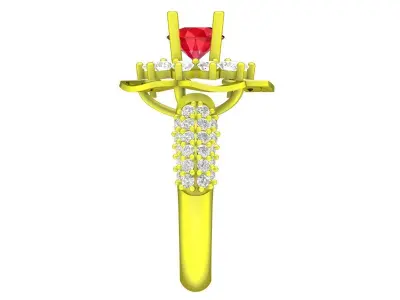 Luxury Floral Halo Gemstone Ring 3D Model 4439 3D print model