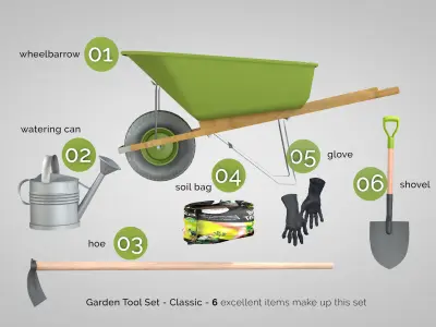 Garden tool set - classic 3D model
