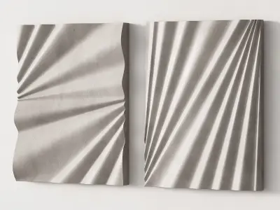 282 decorative wall art 14 waves gypsum wall sculpture 01 3D model