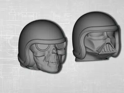 STL printable Skull and D Vader head for Wild Willie Driver 3D print model
