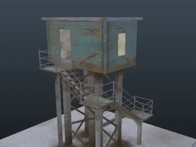 Metal Watch Tower Dusty Low-poly 3D model
