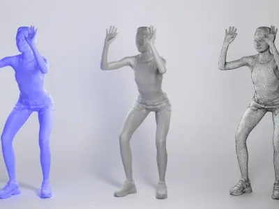 Beautiful woman playing beach volleyball 297 Low-poly 3D model