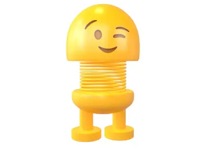 Car Spring Expression Decoration Toys Winking Face v1 001 Low-poly 3D model