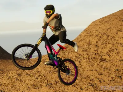 LOW POLY DH Bike ready for games Low-poly 3D model