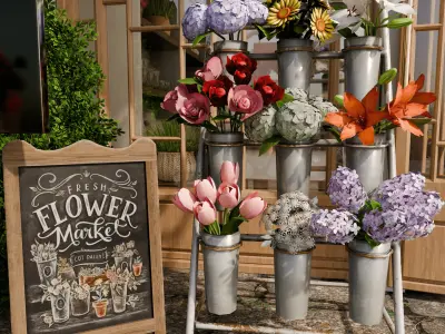 Flower Shop Blender Scene 3D model