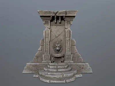 Lion fountain Low-poly 3D model