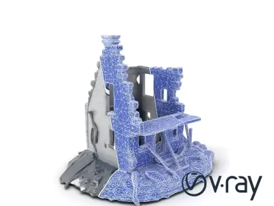 Burned-Down American Residence Ruins model pack Low-poly 3D model