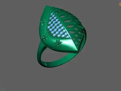 Women Ring With Stone Diamond Ready STL 3DM Models Womens Rings 3D print model 16