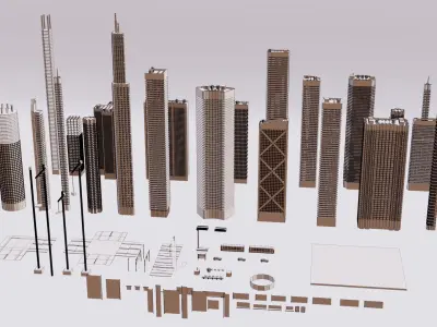 Futuristic Skyscrapers Pack 3D model