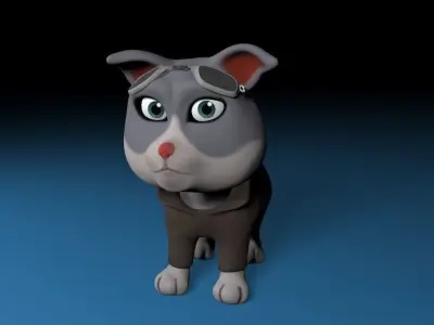 Cartoon cat Low-poly 3D model
