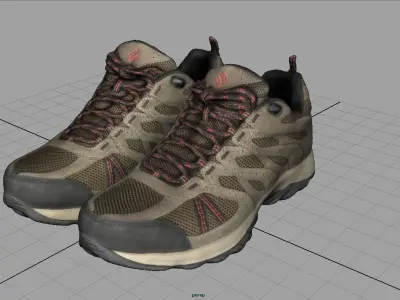 Hiking shoes  Low-poly 3D model