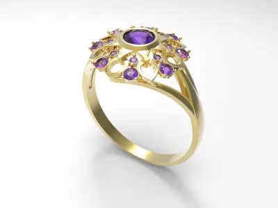 Pretty ring - Titanic sapphire 3D print model 3D print model