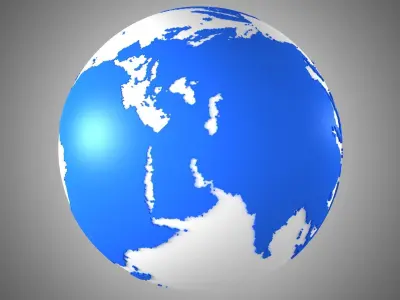 Solid Color Blue White Globe 3D model
