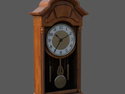 Wall clock with pendulum Low-poly 3D model