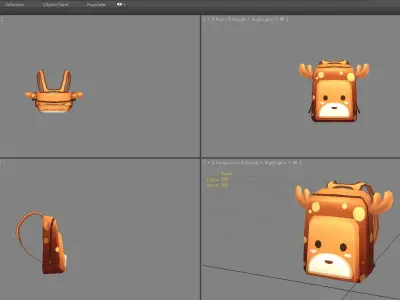 Cartoon children school bag - elk backpack Low-poly 3D model