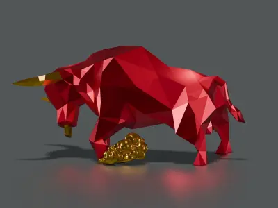 Urus buffalo 3d polygonal sculpture 3D print model