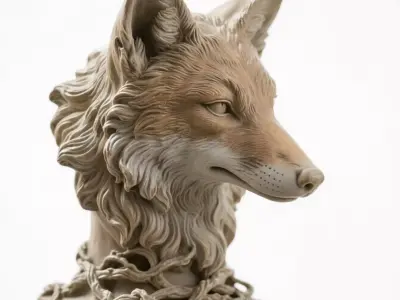 Fox sculpture 3D print model