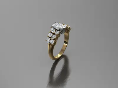 Jewellery ring  diamond  3D print model