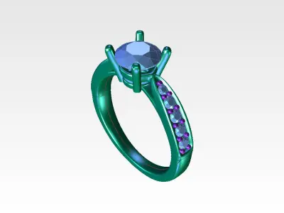 ZDR092 diamond engagement ring with pave set diamonds 3D print model
