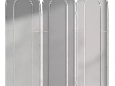 Screen with rattan and fabric 3D model