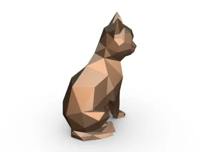 cat low poly egyptian 3D print model
