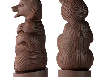 Wooden sculpture Bear 3D model