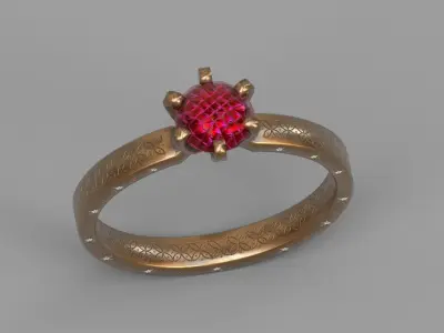 Ring 3d Model with ruby stone no Low-poly 3D model