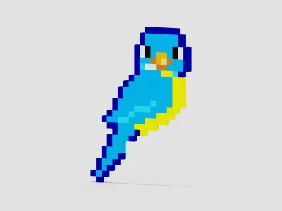 Pixel Bird Symbol Low-poly 3D model